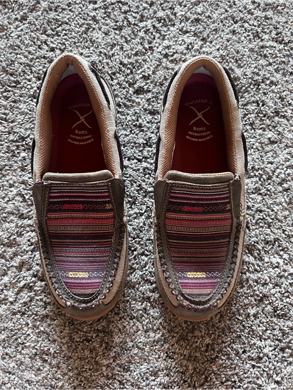 Twisted X Women’s Slip-On Loafers in Brown and Multi-Stripe